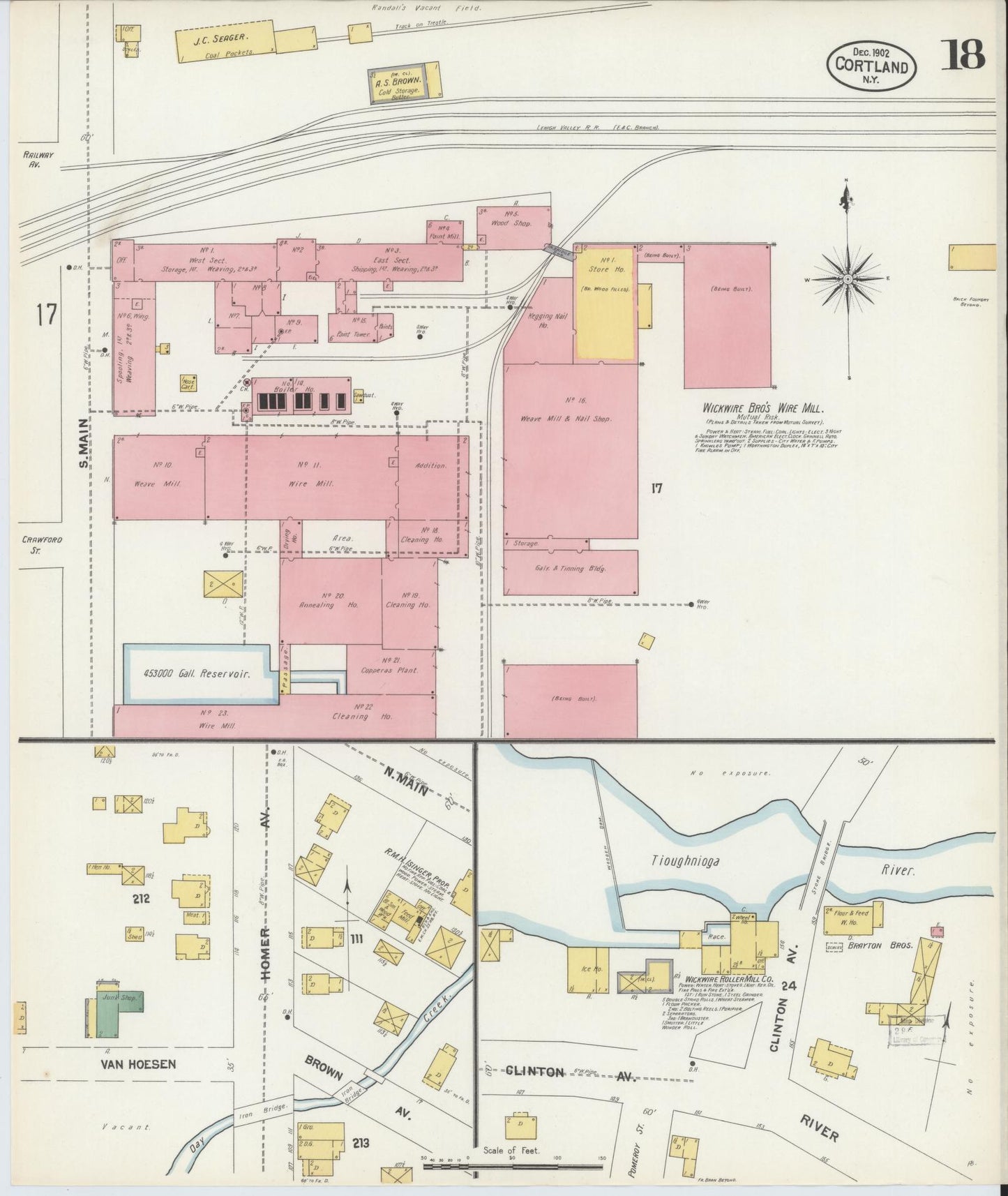 Sanborn Fire Insurance Map from Cortland, Cortland County, New York (1902), Sheet #0018 - Complete Map Set gallery image, historic Sanborn map, vintage wall art, New York New York