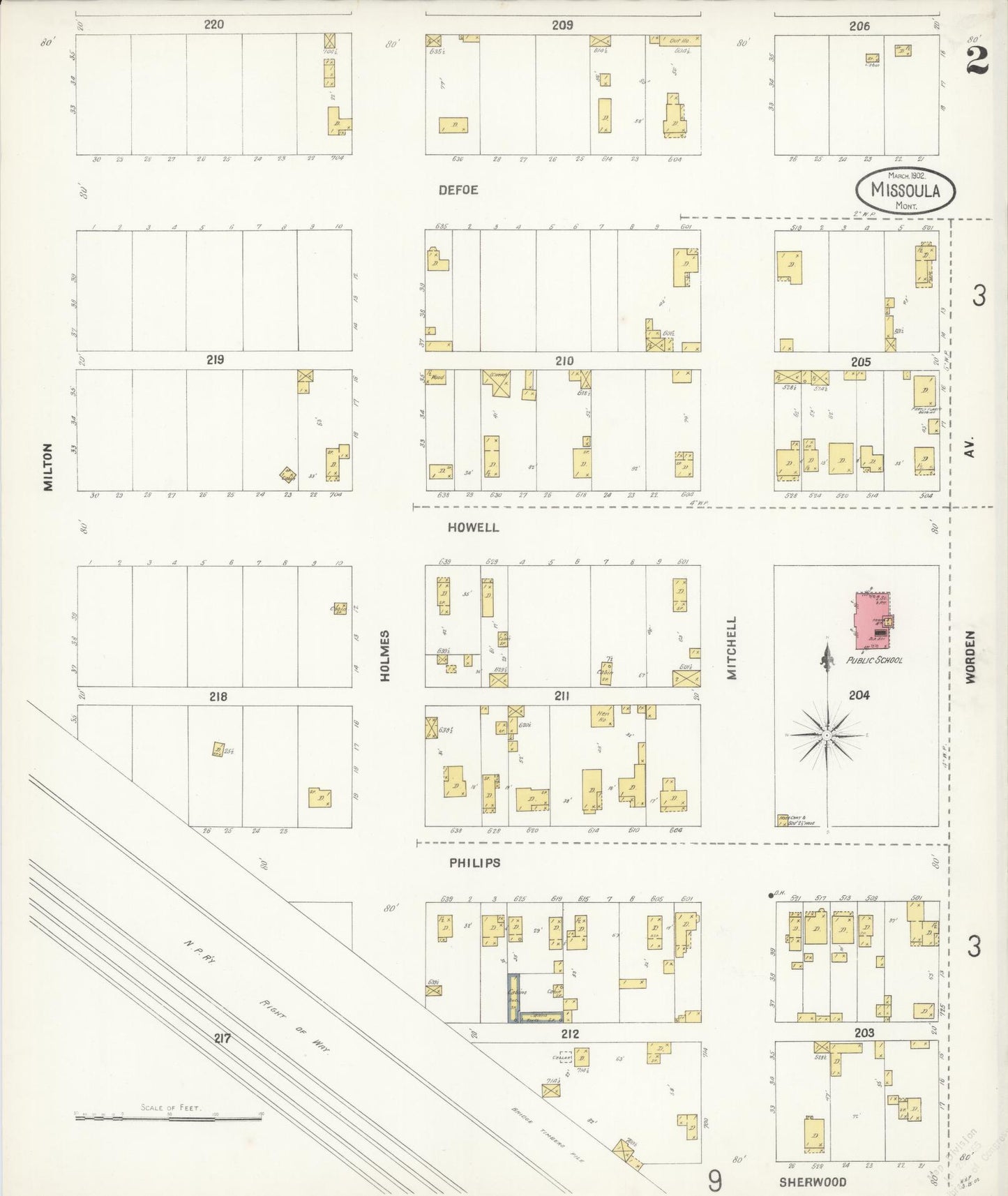 Sanborn Fire Insurance Map from Missoula, Missoula County, Montana (1902), Sheet #0002 - Historic Sanborn Fire Insurance Map Print, vintage old map wall art, antique decor, genealogy gift, Montana Montana map