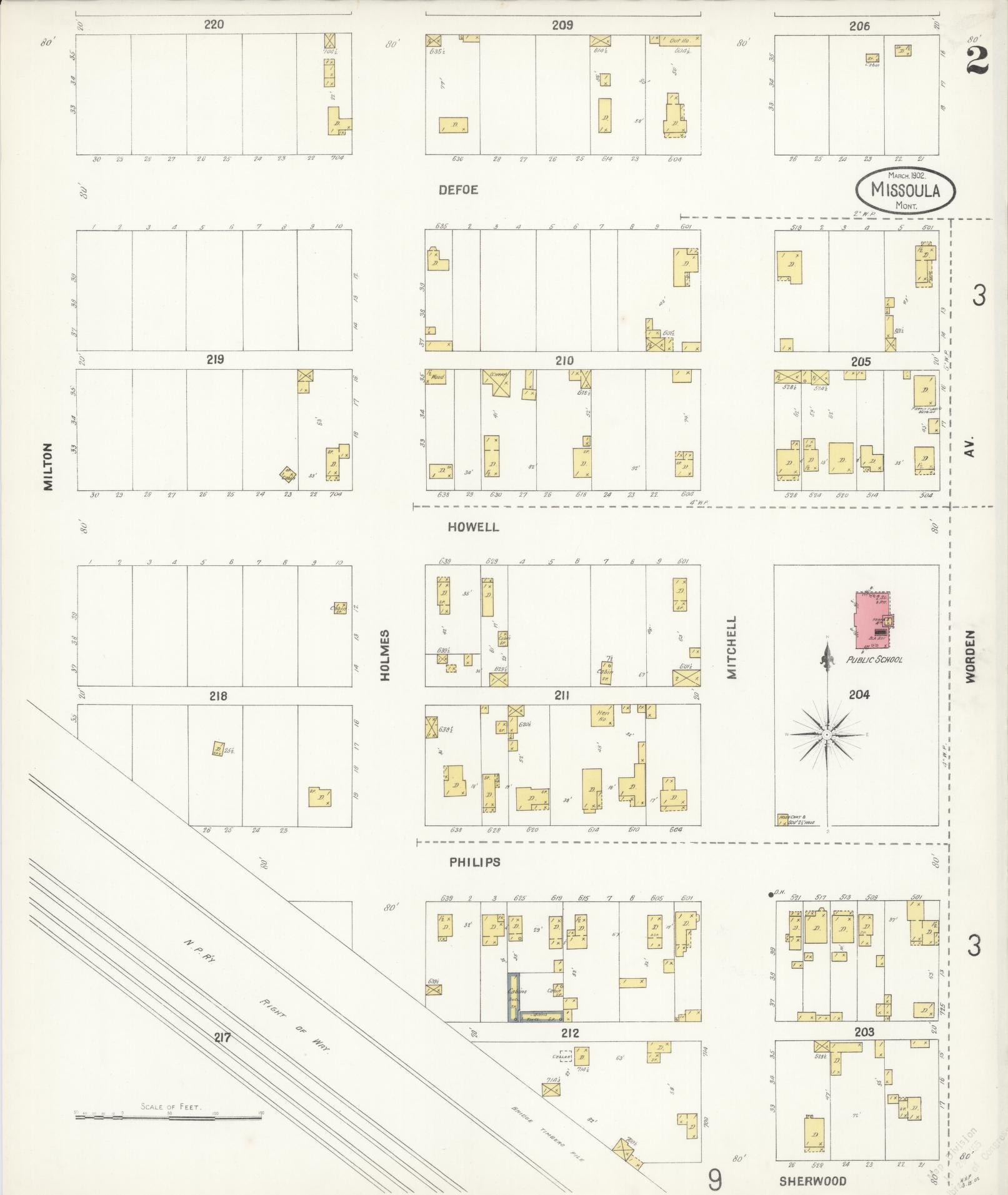 Sanborn Fire Insurance Map from Missoula, Missoula County, Montana (1902), Sheet #0002 - Historic Sanborn Fire Insurance Map Print, vintage old map wall art, antique decor, genealogy gift, Montana Montana map