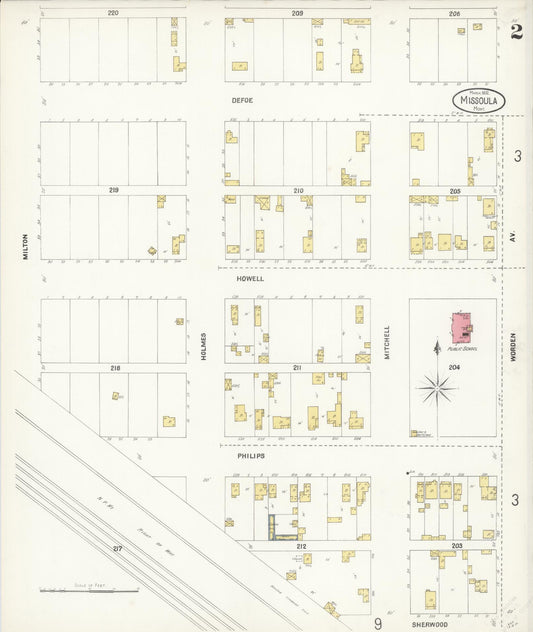 Sanborn Fire Insurance Map from Missoula, Missoula County, Montana (1902), Sheet #0002 - Historic Sanborn Fire Insurance Map Print, vintage old map wall art, antique decor, genealogy gift, Montana Montana map
