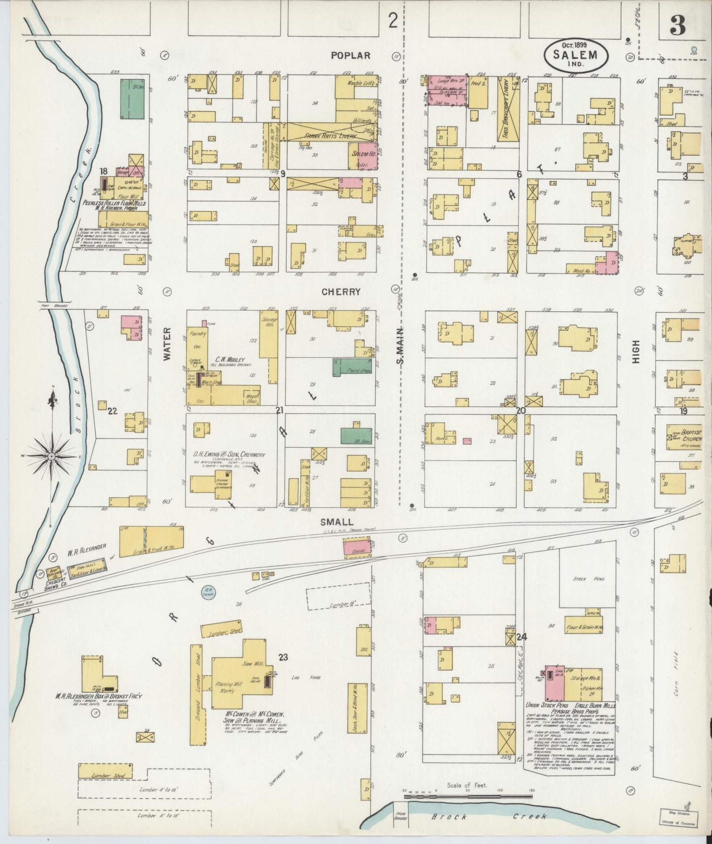 Sanborn Fire Insurance Map from Salem, Washington County, Indiana (1899), Sheet #0003 - Complete Map Set gallery image, historic Sanborn map, vintage wall art, Indiana Indiana