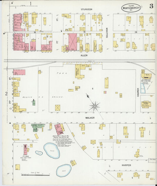 Sanborn Fire Insurance Map from Montgomery City, Montgomery County, Missouri (1900), Sheet #0003 - Historic Sanborn Fire Insurance Map Print, vintage old map wall art, antique decor, genealogy gift, Missouri Missouri map