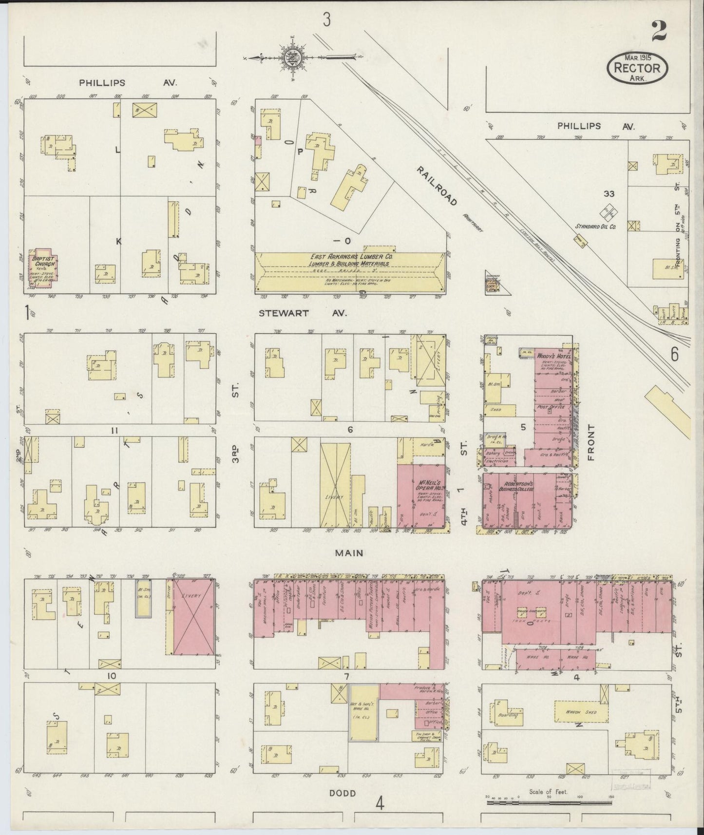 Sanborn Fire Insurance Map from Rector, Clay County, Arkansas (1915), Sheet #0002 - Complete Map Set gallery image, historic Sanborn map, vintage wall art, Arkansas Arkansas