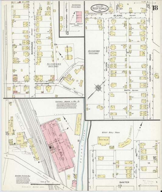Sanborn Fire Insurance Map from Scottdale, Westmoreland County, Pennsylvania (1914), Sheet #0018 - Historic Sanborn Fire Insurance Map Print, vintage old map wall art, antique decor, genealogy gift, Pennsylvania Pennsylvania map