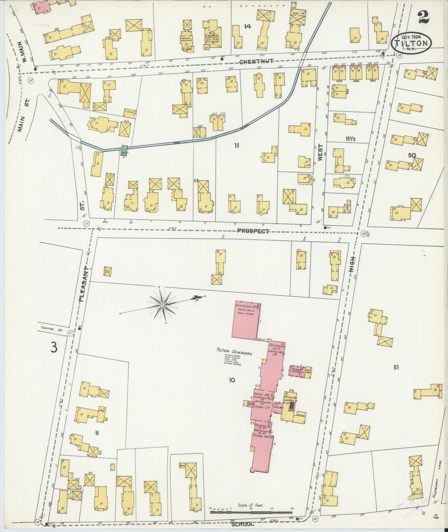 Sanborn Fire Insurance Map from Tilton, Belknap County, New Hampshire (1904), Sheet #0002 - Complete Map Set gallery image, historic Sanborn map, vintage wall art, New Hampshire New Hampshire