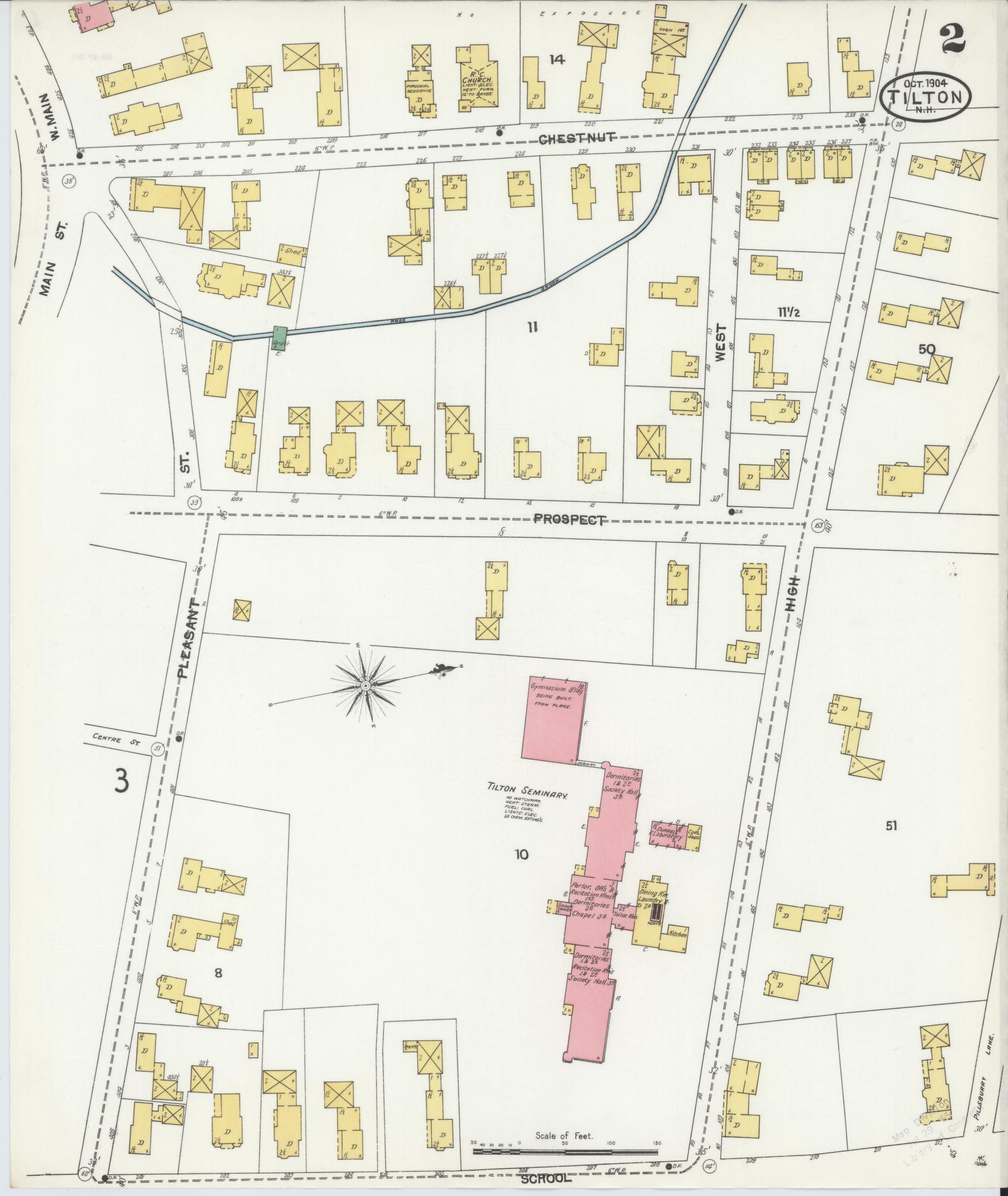 Sanborn Fire Insurance Map from Tilton, Belknap County, New Hampshire (1904), Sheet #0002 - Complete Map Set gallery image, historic Sanborn map, vintage wall art, New Hampshire New Hampshire