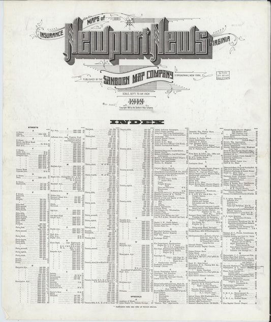 Sanborn Fire Insurance Map from Newport News, Independent Cities, Virginia. (1919) – Historic Sanborn Fire Insurance Map Print