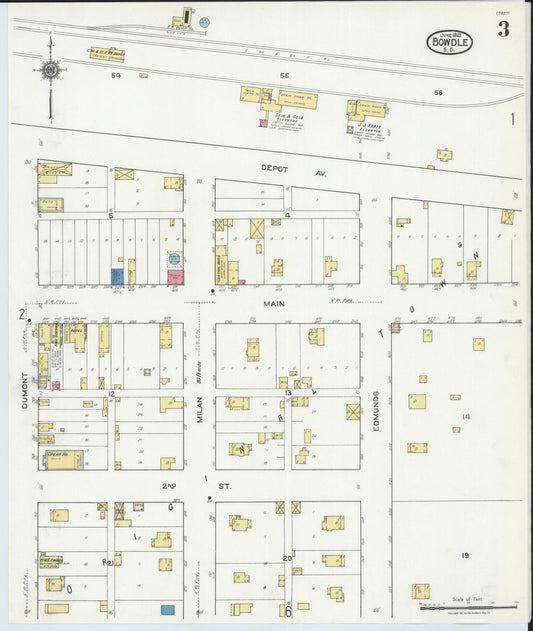 Sanborn Fire Insurance Map from Bowdle, Edmunds County, South Dakota (1939), Sheet #0003 - Historic Sanborn Fire Insurance Map Print, vintage old map wall art, antique decor, genealogy gift, South Dakota South Dakota map