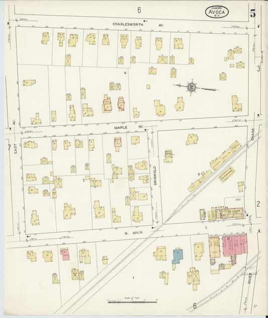Sanborn Fire Insurance Map from Avoca, Steuben County, New York (1913), Sheet #0005 - Historic Sanborn Fire Insurance Map Print, vintage old map wall art, antique decor, genealogy gift, New York New York map