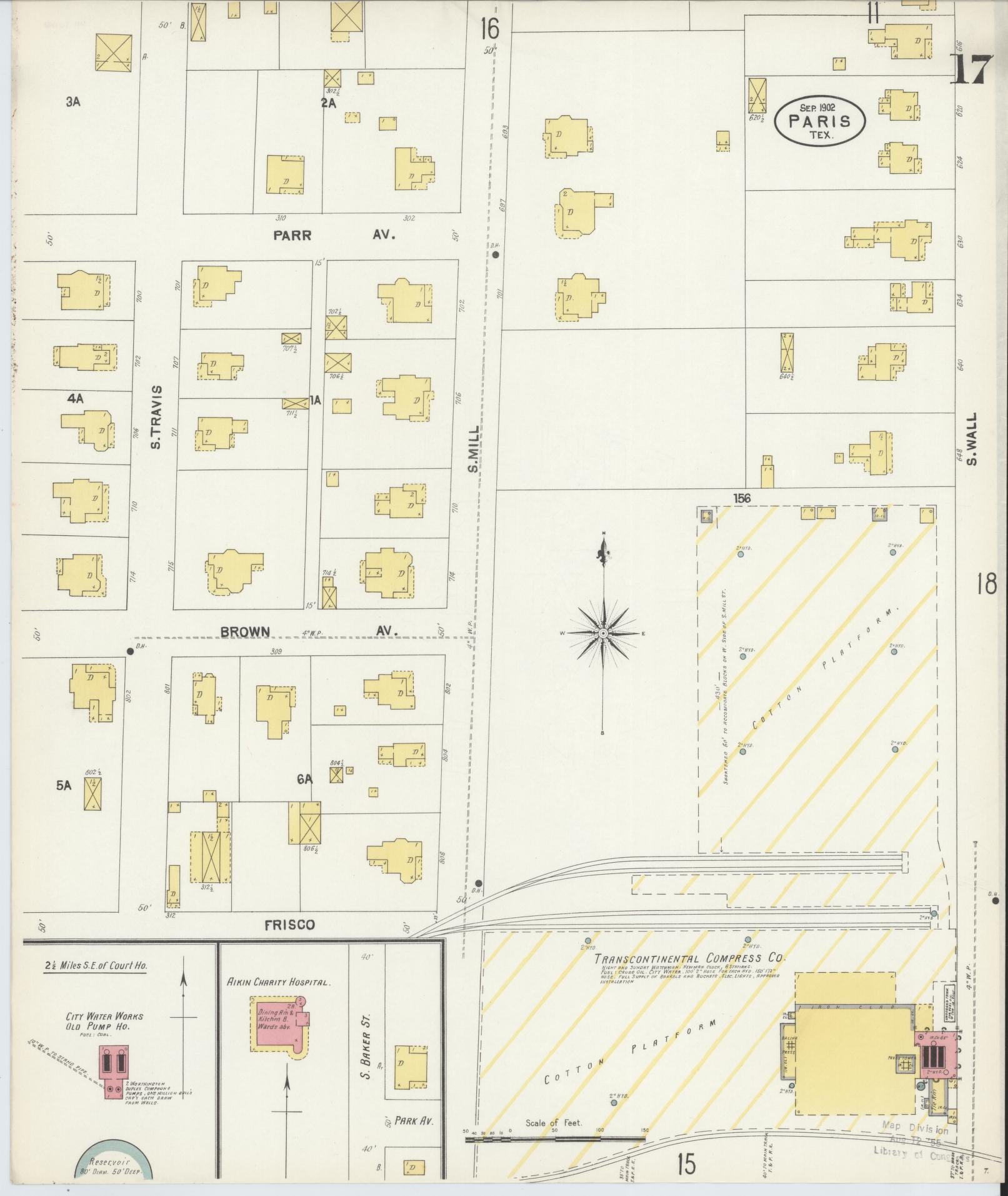 Sanborn Fire Insurance Map from Paris, Lamar County, Texas (1902), Sheet #0017 - Historic Sanborn Fire Insurance Map Print, vintage old map wall art, antique decor, genealogy gift, Texas Texas map