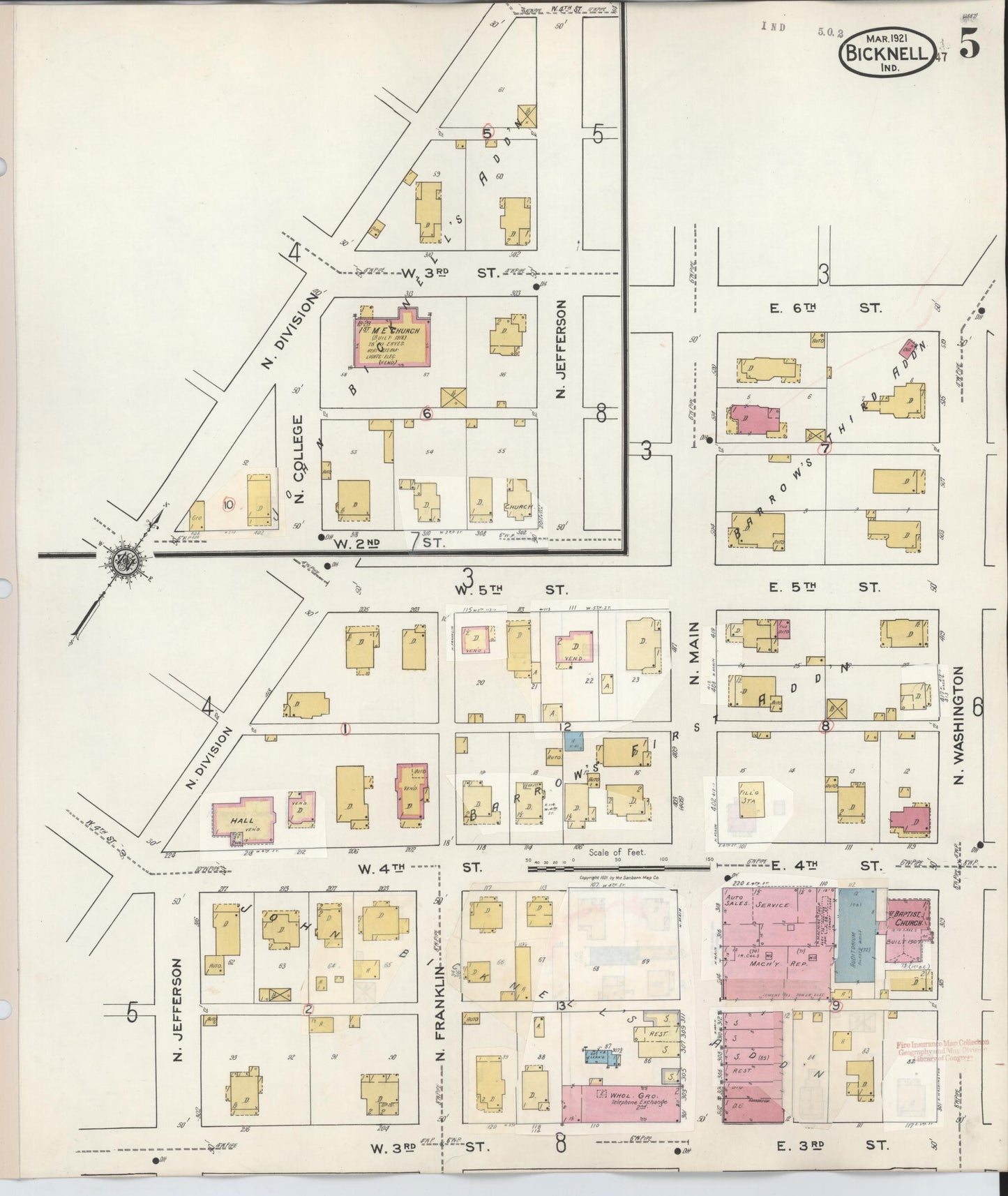 Sanborn Fire Insurance Map from Bicknell, Knox County, Indiana (1946), Sheet #0005 - Complete Map Set gallery image, historic Sanborn map, vintage wall art, Indiana Indiana