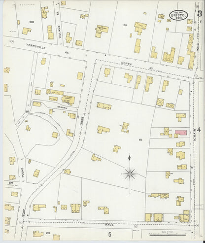 Sanborn Fire Insurance Map from Bristol, Hartford County, Connecticut (1905), Sheet #0003 - Complete Map Set gallery image, historic Sanborn map, vintage wall art, Connecticut Connecticut