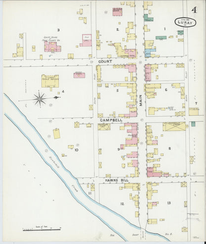 Sanborn Fire Insurance Map from Luray, Page County, Virginia (1891), Sheet #0004 - Complete Map Set gallery image, historic Sanborn map, vintage wall art, Virginia Virginia
