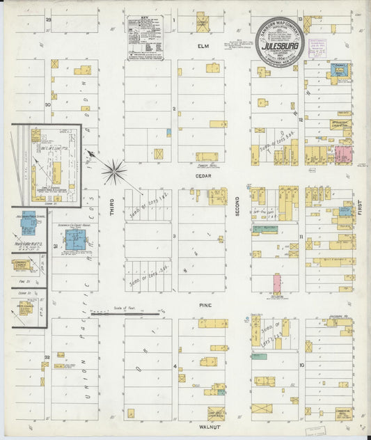 Sanborn Fire Insurance Map from Julesburg, Sedgwick County, Colorado (1904), Sheet #0001 - Historic Sanborn Fire Insurance Map Print, vintage old map wall art, antique decor, genealogy gift, Colorado Colorado map