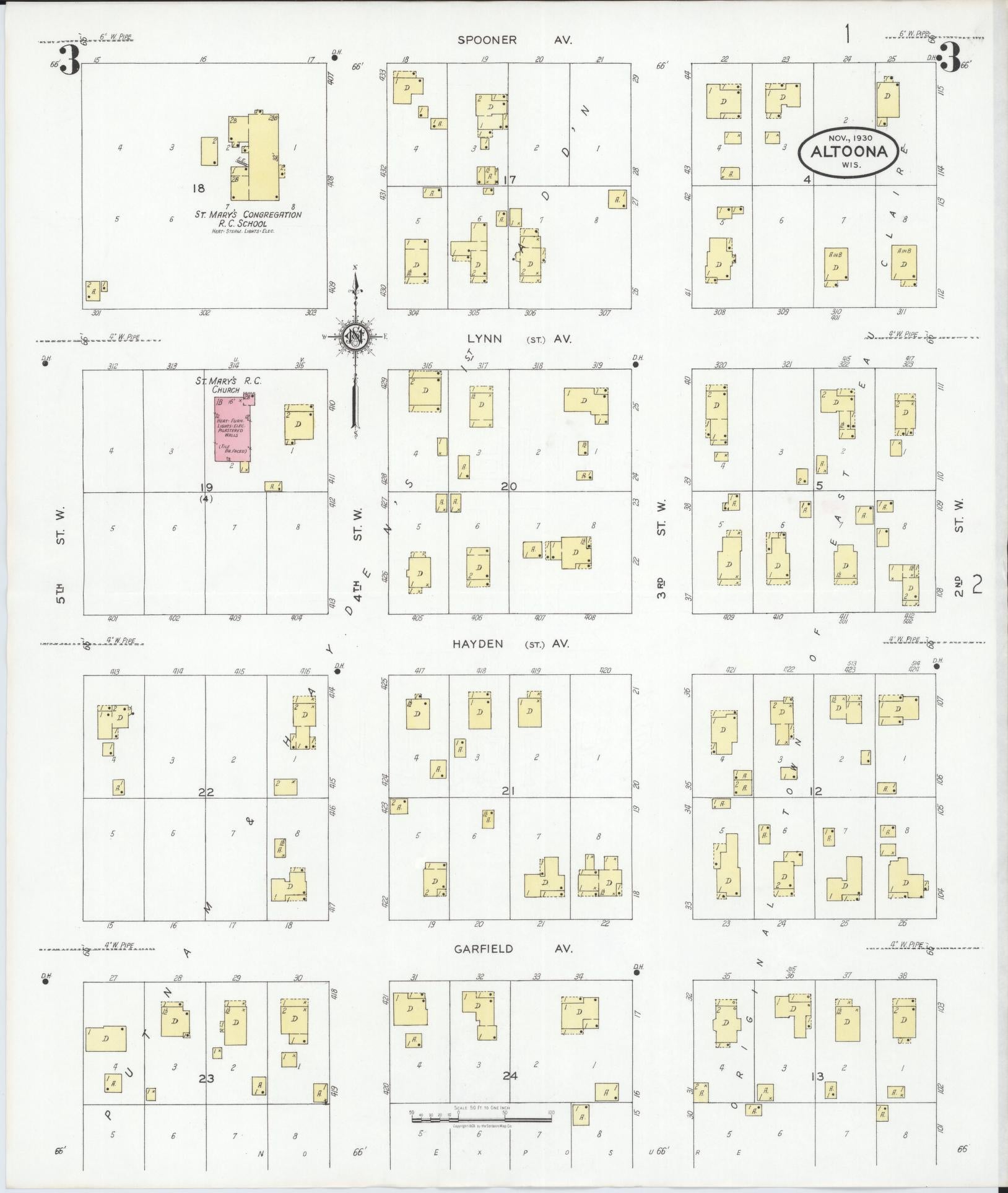 Sanborn Fire Insurance Map from Altoona, Eau Claire County, Wisconsin (1930), Sheet #0003 - Complete Map Set gallery image, historic Sanborn map, vintage wall art, Wisconsin Wisconsin