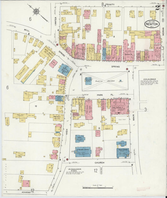 Sanborn Fire Insurance Map from Newton, Sussex County, New Jersey (1916), Sheet #0002 - Complete Map Set gallery image, historic Sanborn map, vintage wall art, New Jersey New Jersey