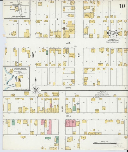Sanborn Fire Insurance Map from Ashland, Ashland County, Ohio (1904), Sheet #0010 - Historic Sanborn Fire Insurance Map Print, vintage old map wall art, antique decor, genealogy gift, Ohio Ohio map