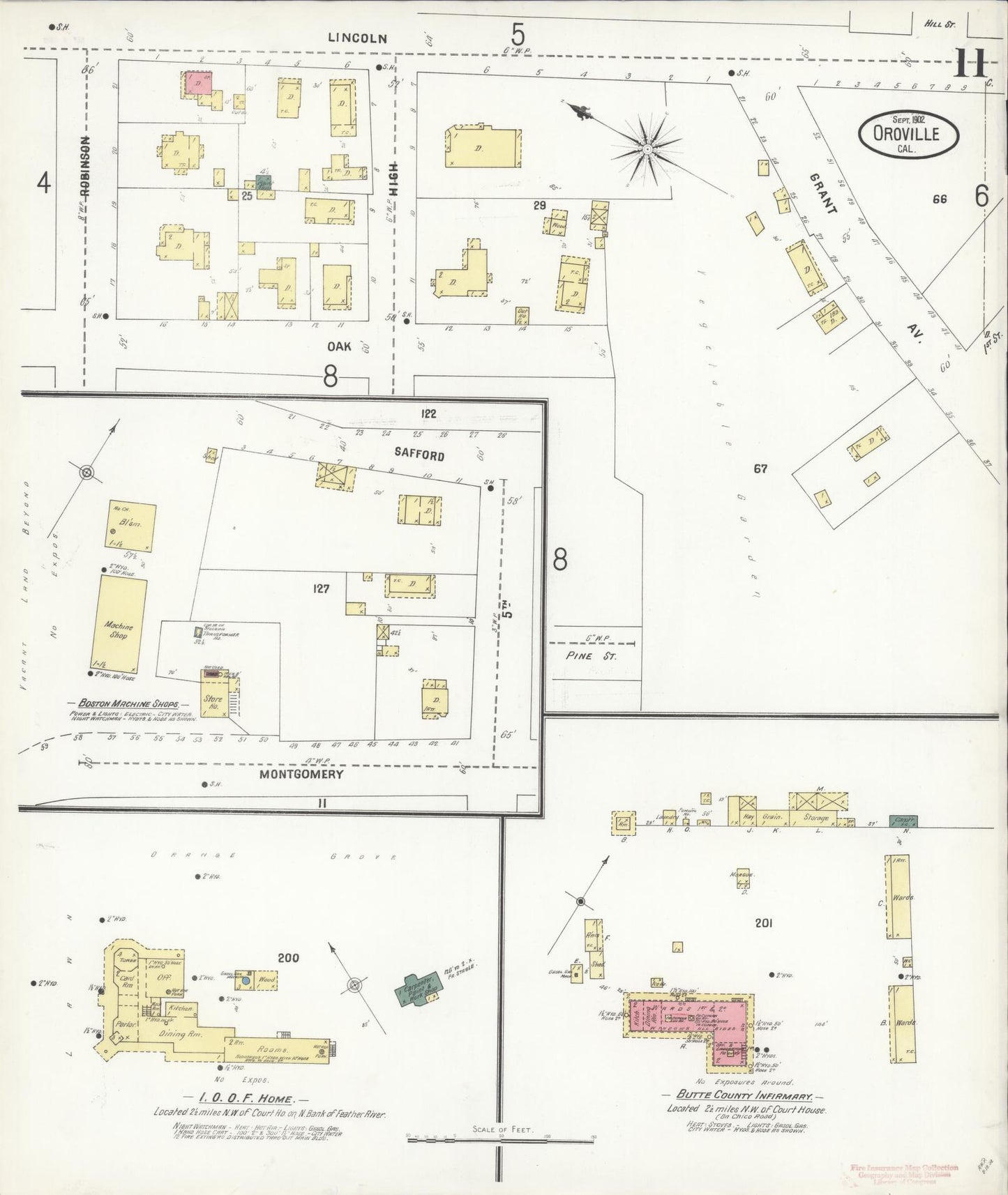 Sanborn Fire Insurance Map from Oroville, Butte County, California (1902), Sheet #0011 - Complete Map Set gallery image, historic Sanborn map, vintage wall art, California California