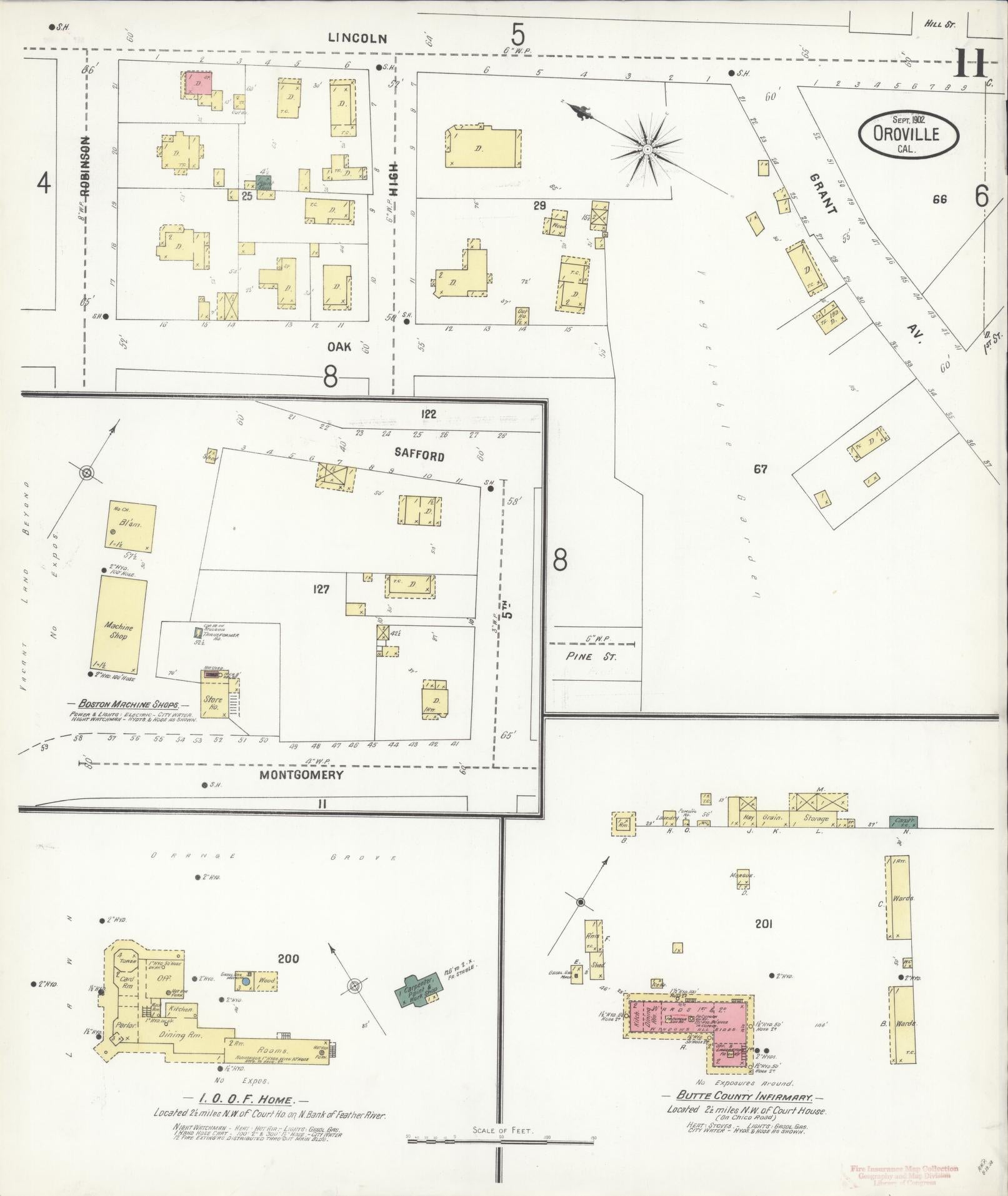 Sanborn Fire Insurance Map from Oroville, Butte County, California (1902), Sheet #0011 - Complete Map Set gallery image, historic Sanborn map, vintage wall art, California California