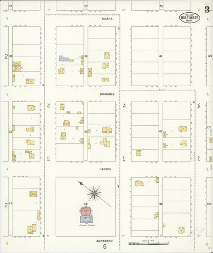 Sanborn Fire Insurance Map from Big Timber, Sweet Grass County, Montana (1907), Sheet #0003 - Complete Map Set gallery image, historic Sanborn map, vintage wall art, Montana Montana
