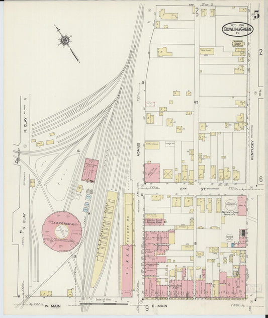Sanborn Fire Insurance Map from Bowling Green, Warren County, Kentucky (1914), Sheet #0005 - Historic Sanborn Fire Insurance Map Print, vintage old map wall art, antique decor, genealogy gift, Kentucky Kentucky map
