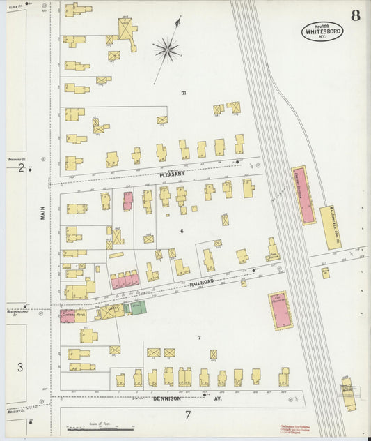 Sanborn Fire Insurance Map from Whitesboro, Oneida County, New York (1899), Sheet #0008 - Historic Sanborn Fire Insurance Map Print, vintage old map wall art, antique decor, genealogy gift, New York New York map