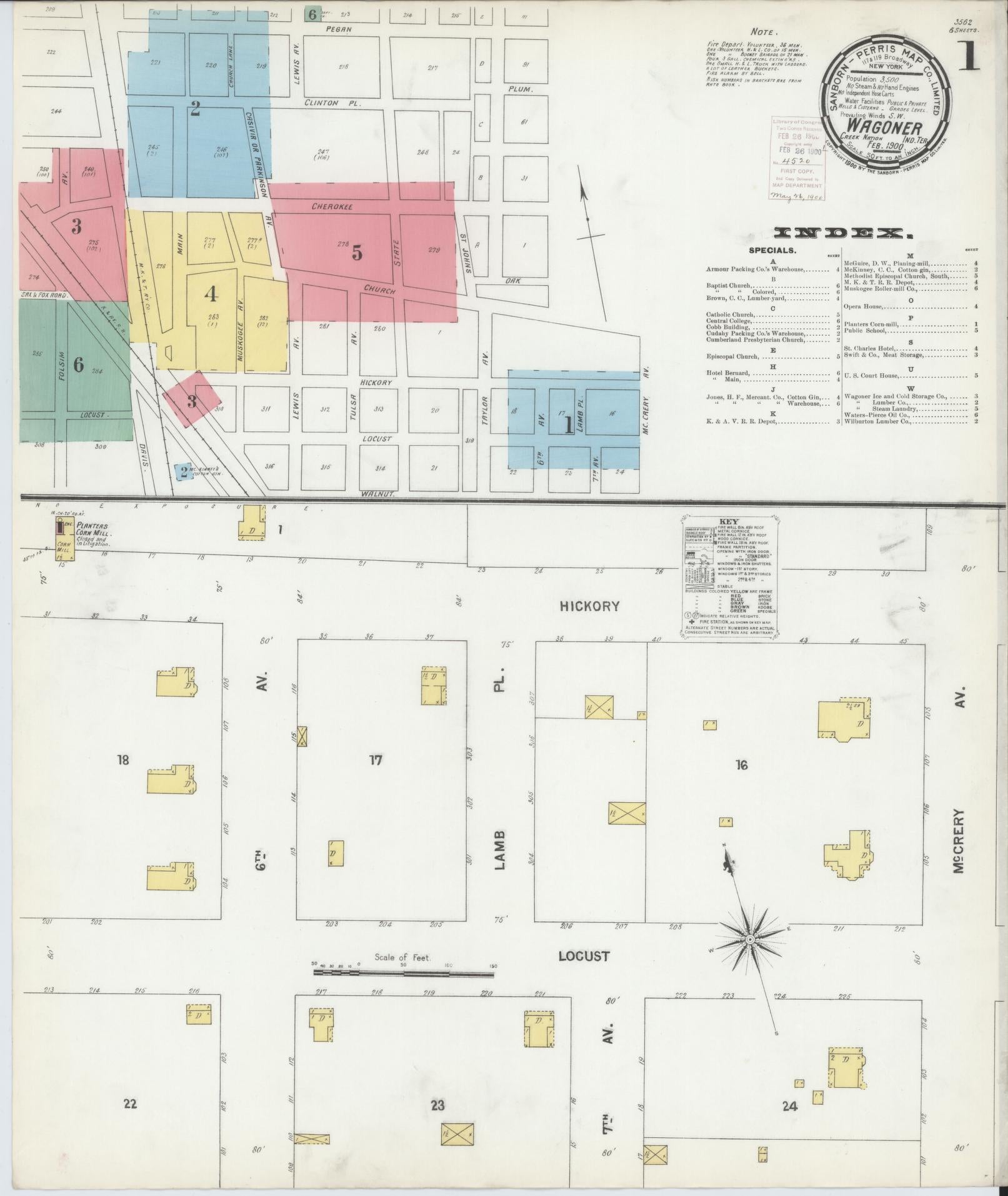 Sanborn Fire Insurance Map from Wagoner, Wagoner County, Oklahoma. (1900) – Historic Sanborn Fire Insurance Map Print