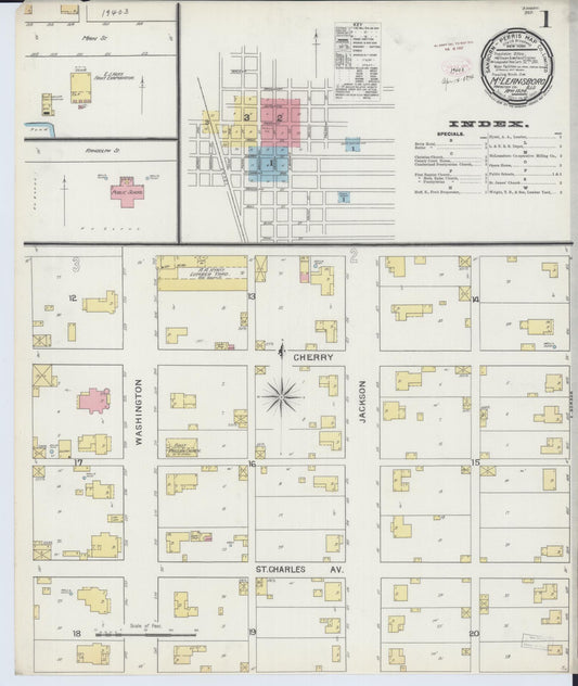 Sanborn Fire Insurance Map from Mcleansboro, Hamilton County, Illinois (1894), Sheet #0001 - Complete Map Set gallery image, historic Sanborn map, vintage wall art, Illinois Illinois
