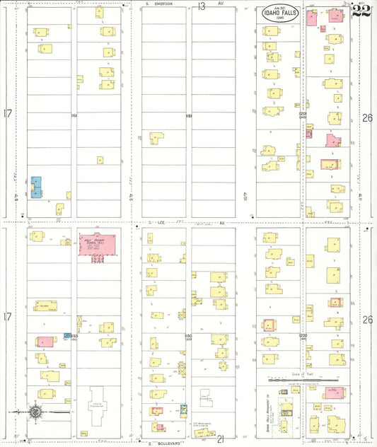 Sanborn Fire Insurance Map from Idaho Falls, Bonneville County, Idaho (1921), Sheet #0022 - Historic Sanborn Fire Insurance Map Print, vintage old map wall art, antique decor, genealogy gift, Idaho Idaho map