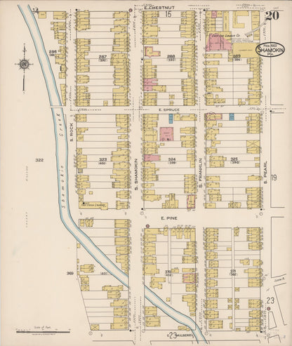 Sanborn Fire Insurance Map from Shamokin, Northumberland County, Pennsylvania (1922), Sheet #0020 - Historic Sanborn Fire Insurance Map Print, vintage old map wall art, antique decor, genealogy gift, Pennsylvania Pennsylvania map