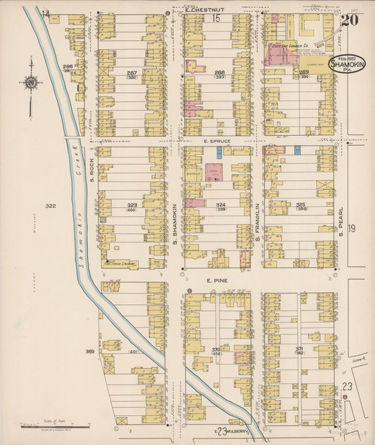 Sanborn Fire Insurance Map from Shamokin, Northumberland County, Pennsylvania (1922), Sheet #0020 - Historic Sanborn Fire Insurance Map Print, vintage old map wall art, antique decor, genealogy gift, Pennsylvania Pennsylvania map