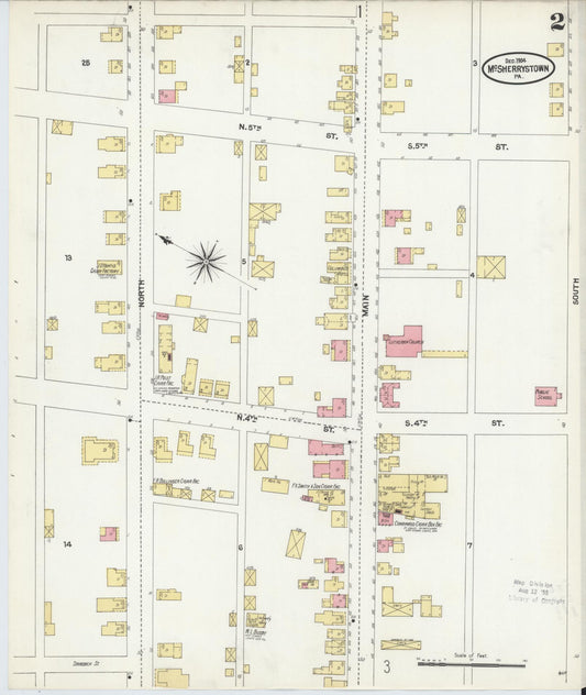 Sanborn Fire Insurance Map from McSherrystown, Adams County, Pennsylvania (1904), Sheet #0002 - Historic Sanborn Fire Insurance Map Print, vintage old map wall art, antique decor, genealogy gift, Pennsylvania Pennsylvania map