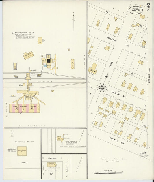 Sanborn Fire Insurance Map from Wilton, Mclean And Burleigh Counties, North Dakota (1908), Sheet #0002 - Historic Sanborn Fire Insurance Map Print, vintage old map wall art, antique decor, genealogy gift, North Dakota North Dakota map