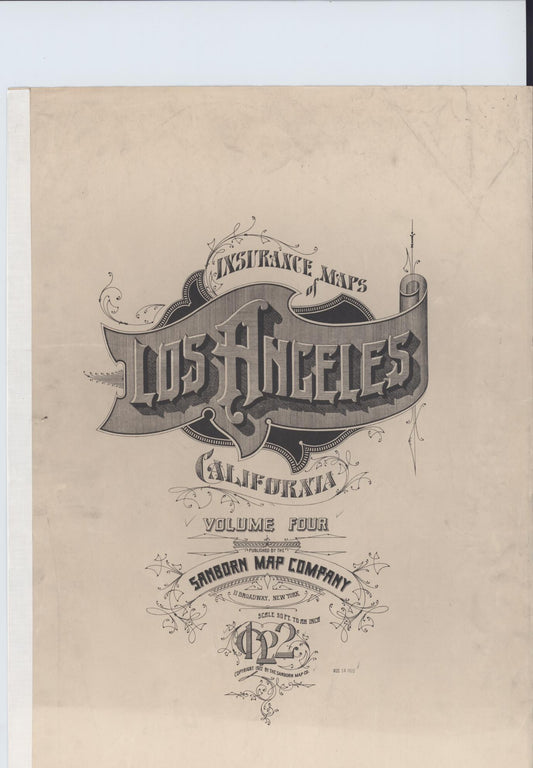 Sanborn Fire Insurance Map from Los Angeles, Los Angeles County, California (1922), Sheet #0001 - Historic Sanborn Fire Insurance Map Print, vintage old map wall art, antique decor, genealogy gift, California California map