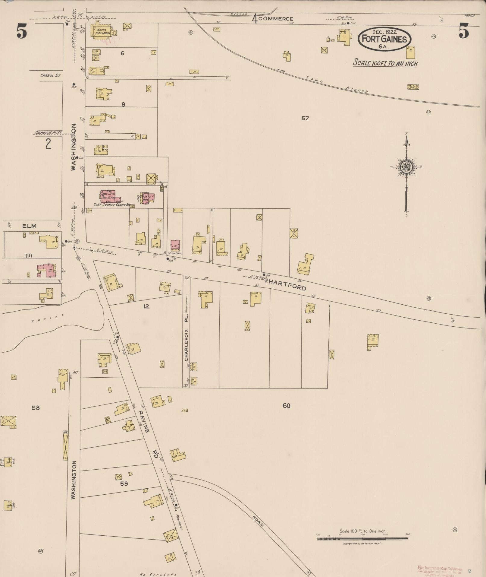 Sanborn Fire Insurance Map from Fort Gaines, Clay County, Georgia (1922), Sheet #0005 - Complete Map Set gallery image, historic Sanborn map, vintage wall art, Georgia Georgia