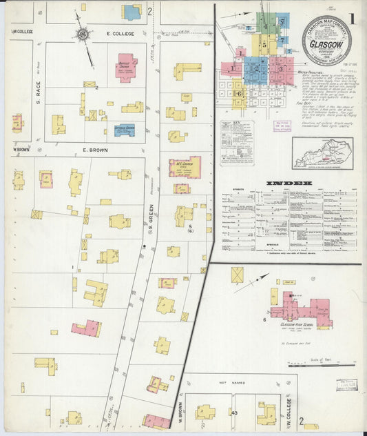 Sanborn Fire Insurance Map from Glasgow, Barren County, Kentucky. (1916) – Historic Sanborn Fire Insurance Map Print