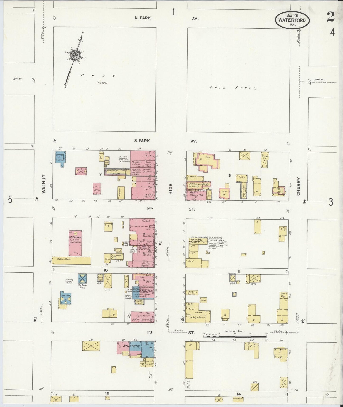 Sanborn Fire Insurance Map from Waterford, Erie County, Pennsylvania (1911), Sheet #0002 - Complete Map Set gallery image, historic Sanborn map, vintage wall art, Pennsylvania Pennsylvania