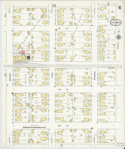 Sanborn Fire Insurance Map from Columbus, Bartholomew County, Indiana (1912), Sheet #0006 - Historic Sanborn Fire Insurance Map Print, vintage old map wall art, antique decor, genealogy gift, Indiana Indiana map