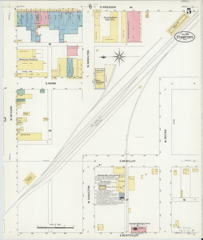 Sanborn Fire Insurance Map from Stamford, Jones County, Texas (1908), Sheet #0005 - Complete Map Set gallery image, historic Sanborn map, vintage wall art, Texas Texas