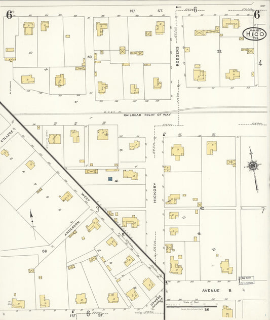 Sanborn Fire Insurance Map from Hico, Hamilton County, Texas (1923), Sheet #0006 - Historic Sanborn Fire Insurance Map Print, vintage old map wall art, antique decor, genealogy gift, Texas Texas map