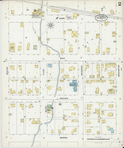 Sanborn Fire Insurance Map from Oswego, Kendall County, Illinois (1898), Sheet #0002 - Complete Map Set gallery image, historic Sanborn map, vintage wall art, Illinois Illinois