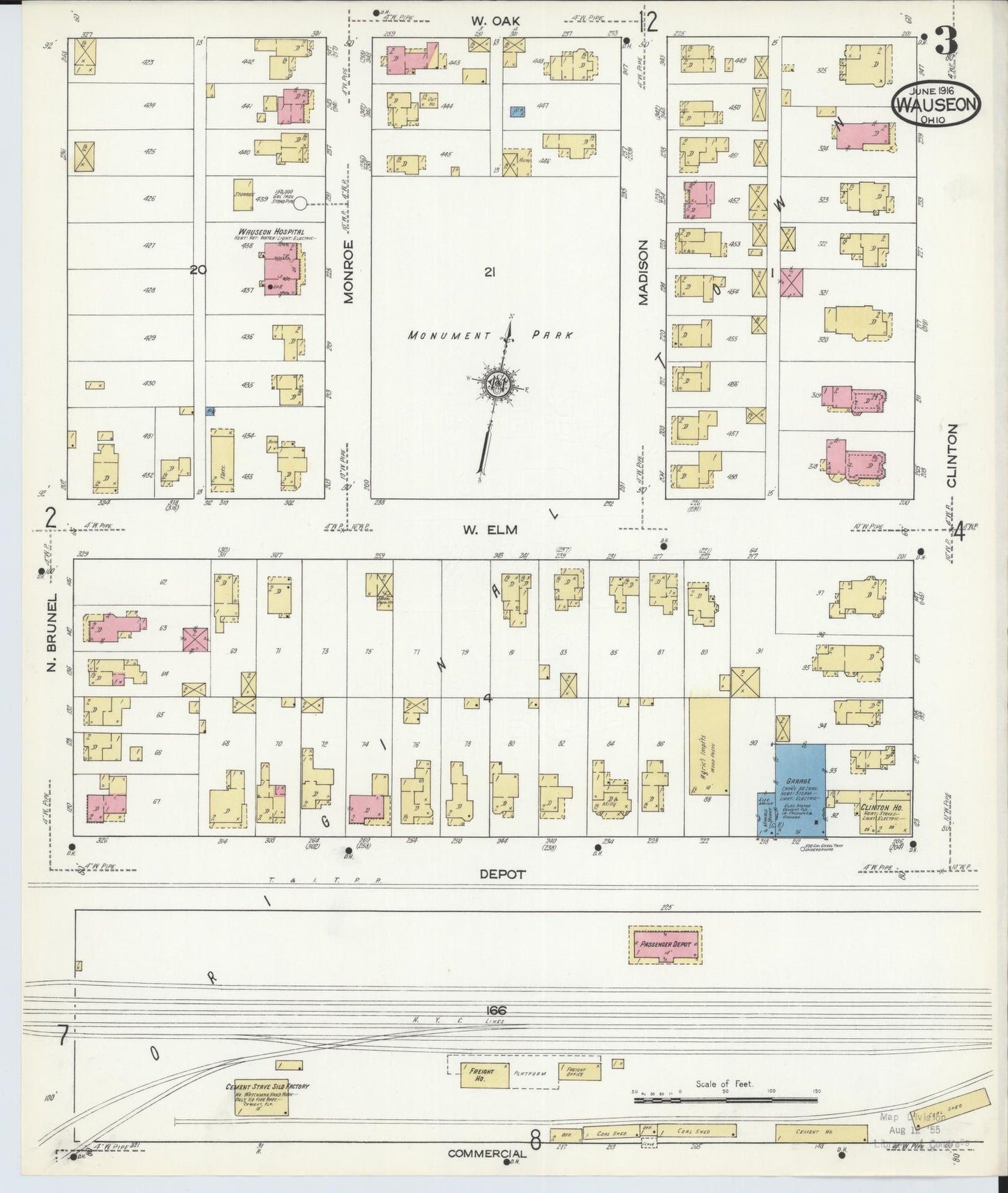 Sanborn Fire Insurance Map from Wauseon, Fulton County, Ohio (1916), Sheet #0003 - Complete Map Set gallery image, historic Sanborn map, vintage wall art, Ohio Ohio