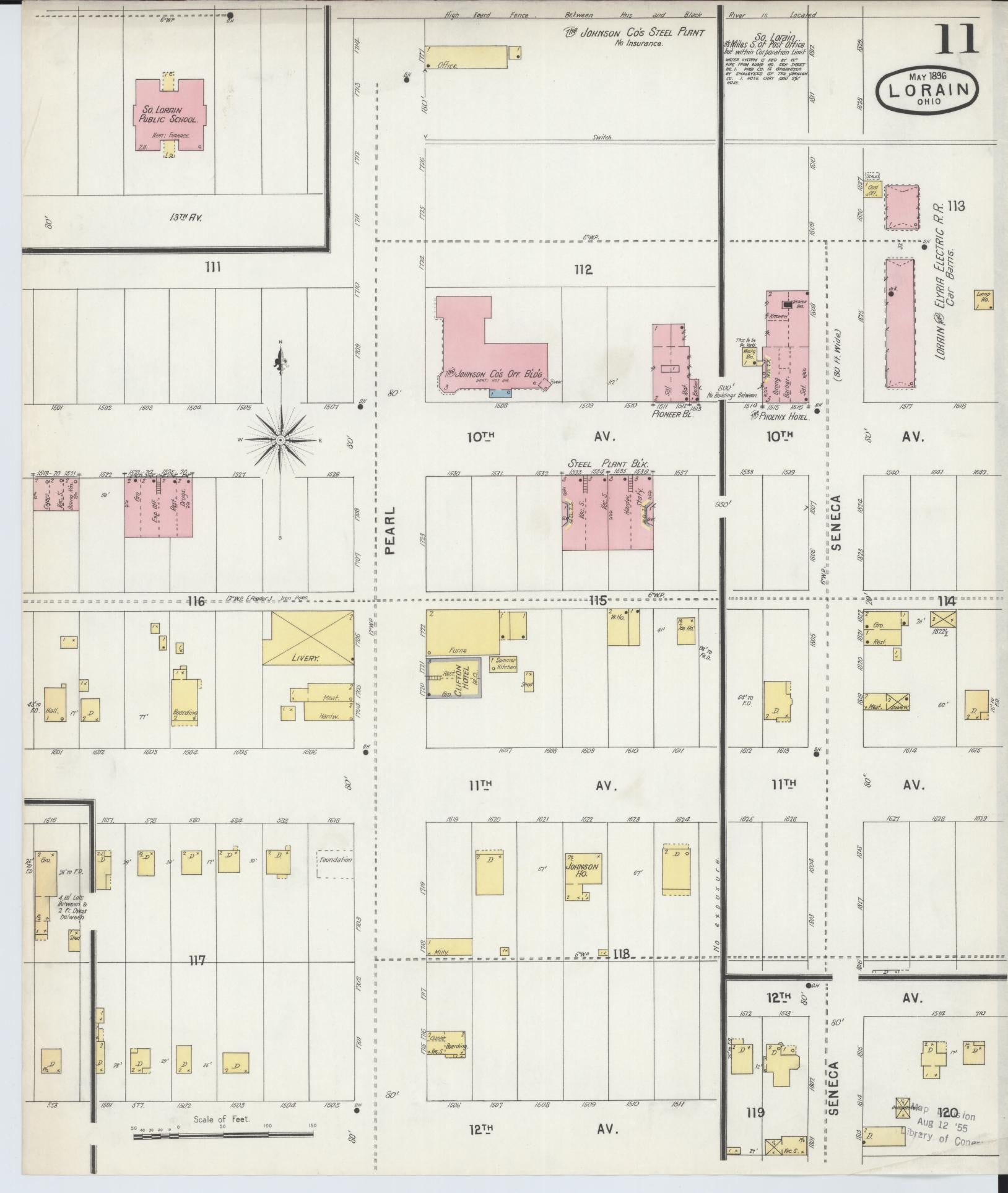 Sanborn Fire Insurance Map from Lorain, Lorain County, Ohio (1896), Sheet #0011 - Historic Sanborn Fire Insurance Map Print, vintage old map wall art, antique decor, genealogy gift, Ohio Ohio map