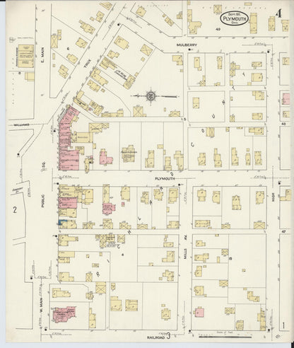 Sanborn Fire Insurance Map from Plymouth, Huron And Richland Counties, Ohio (1911), Sheet #0004 - Historic Sanborn Fire Insurance Map Print, vintage old map wall art, antique decor, genealogy gift, Ohio Ohio map