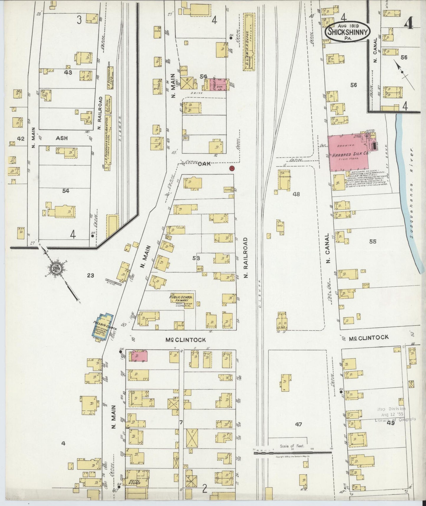 Sanborn Fire Insurance Map from Shickshinny, Luzerne County, Pennsylvania (1919), Sheet #0004 - Complete Map Set gallery image, historic Sanborn map, vintage wall art, Pennsylvania Pennsylvania