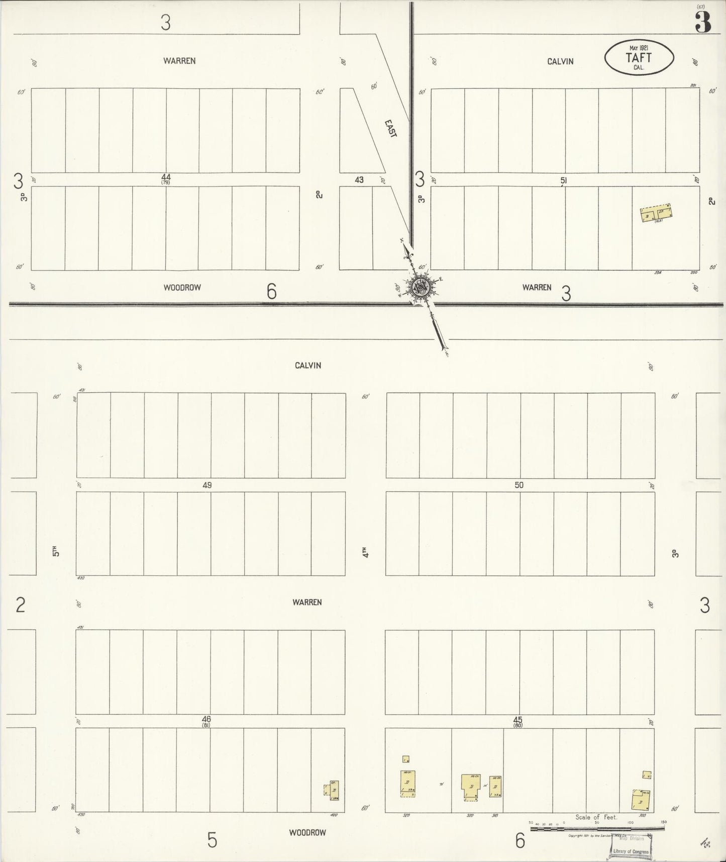 Sanborn Fire Insurance Map from Taft, Kern County, California (1921), Sheet #0003 - Complete Map Set gallery image, historic Sanborn map, vintage wall art, California California