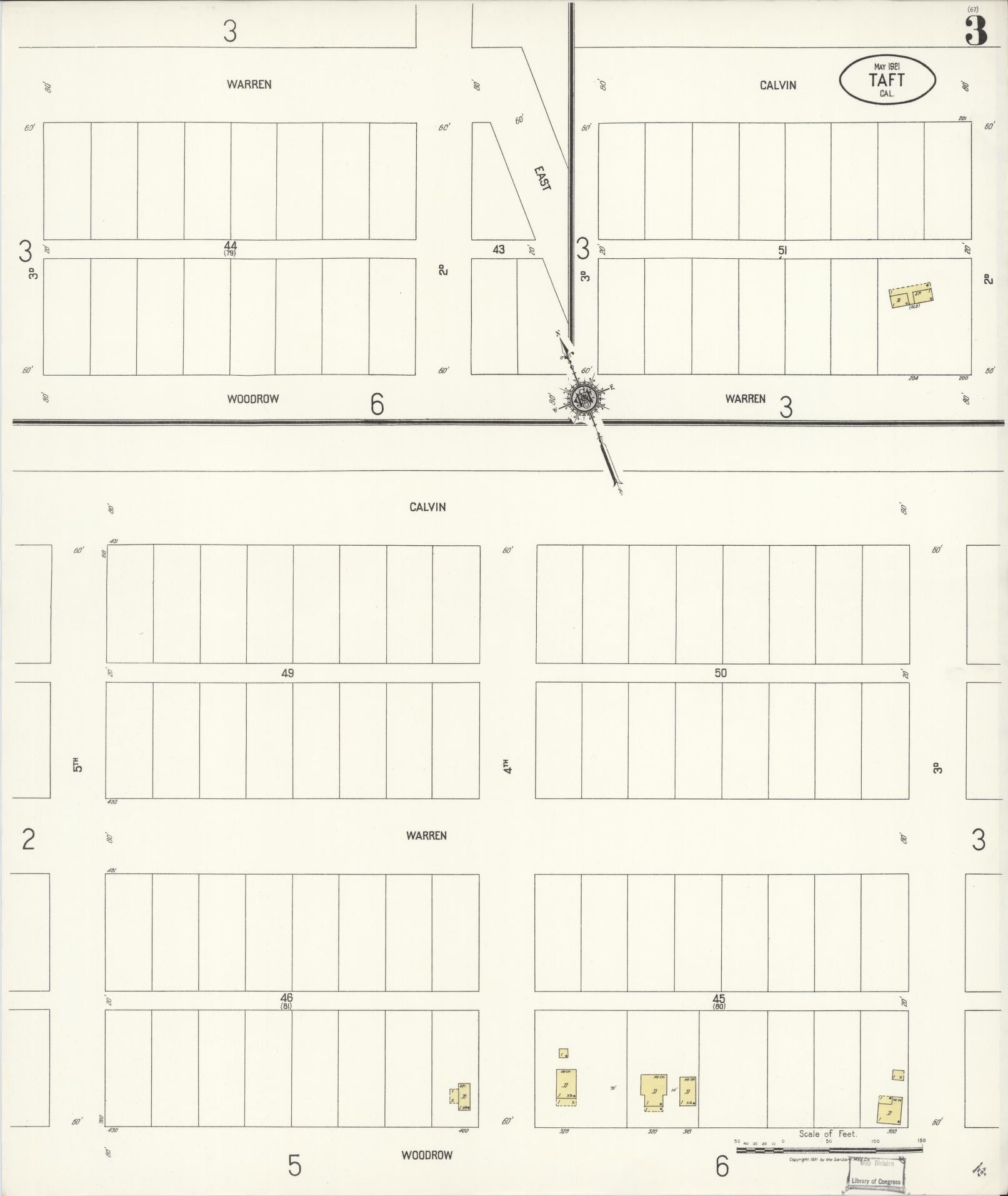 Sanborn Fire Insurance Map from Taft, Kern County, California (1921), Sheet #0003 - Complete Map Set gallery image, historic Sanborn map, vintage wall art, California California