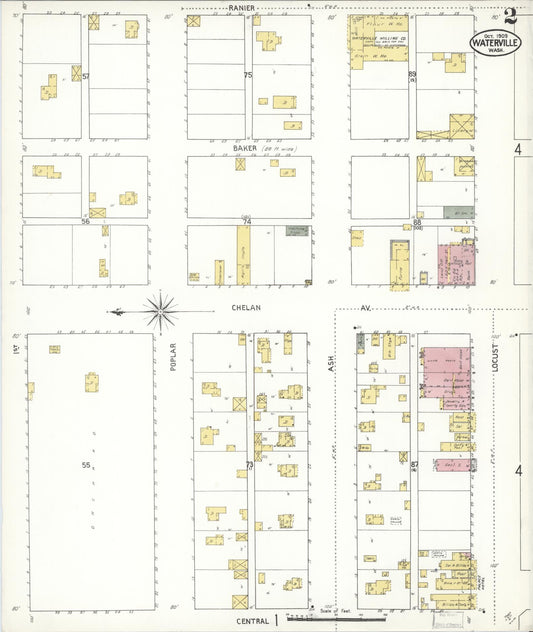 Sanborn Fire Insurance Map from Waterville, Douglas County, Washington (1909), Sheet #0002 - Historic Sanborn Fire Insurance Map Print, vintage old map wall art, antique decor, genealogy gift, Washington Washington map