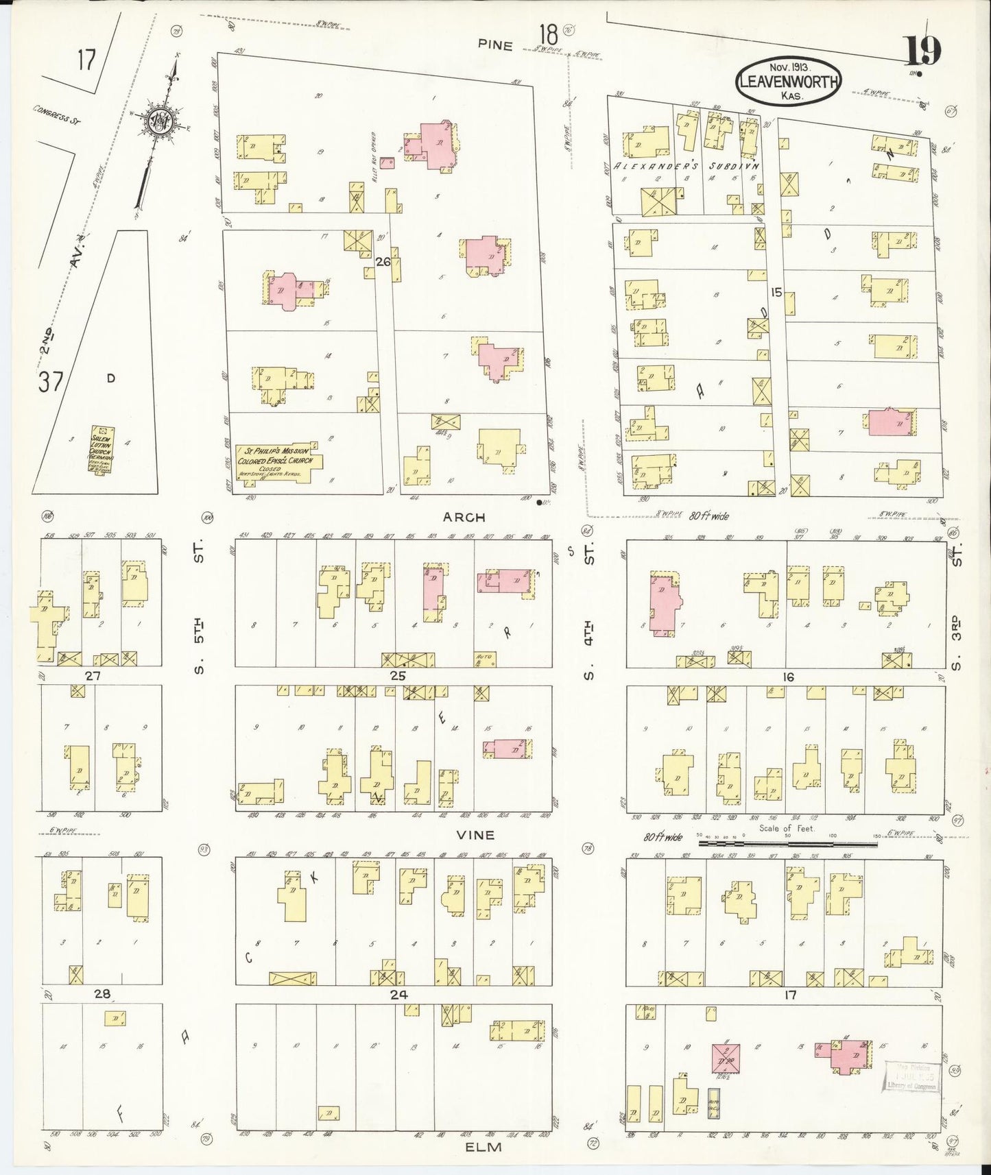 Sanborn Fire Insurance Map from Leavenworth, Leavenworth County, Kansas (1913), Sheet #0020 - Complete Map Set gallery image, historic Sanborn map, vintage wall art, Kansas Kansas