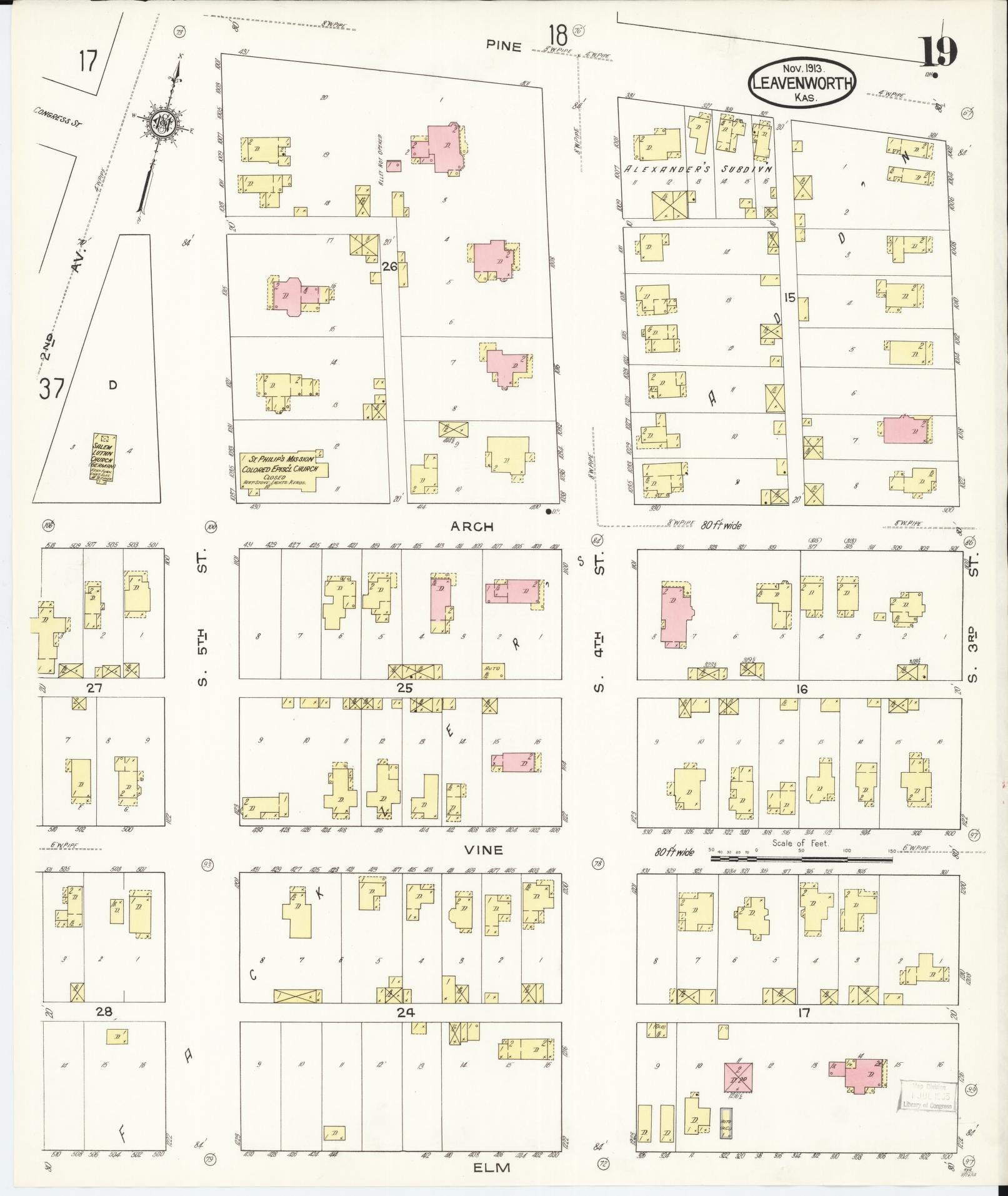 Sanborn Fire Insurance Map from Leavenworth, Leavenworth County, Kansas (1913), Sheet #0020 - Complete Map Set gallery image, historic Sanborn map, vintage wall art, Kansas Kansas